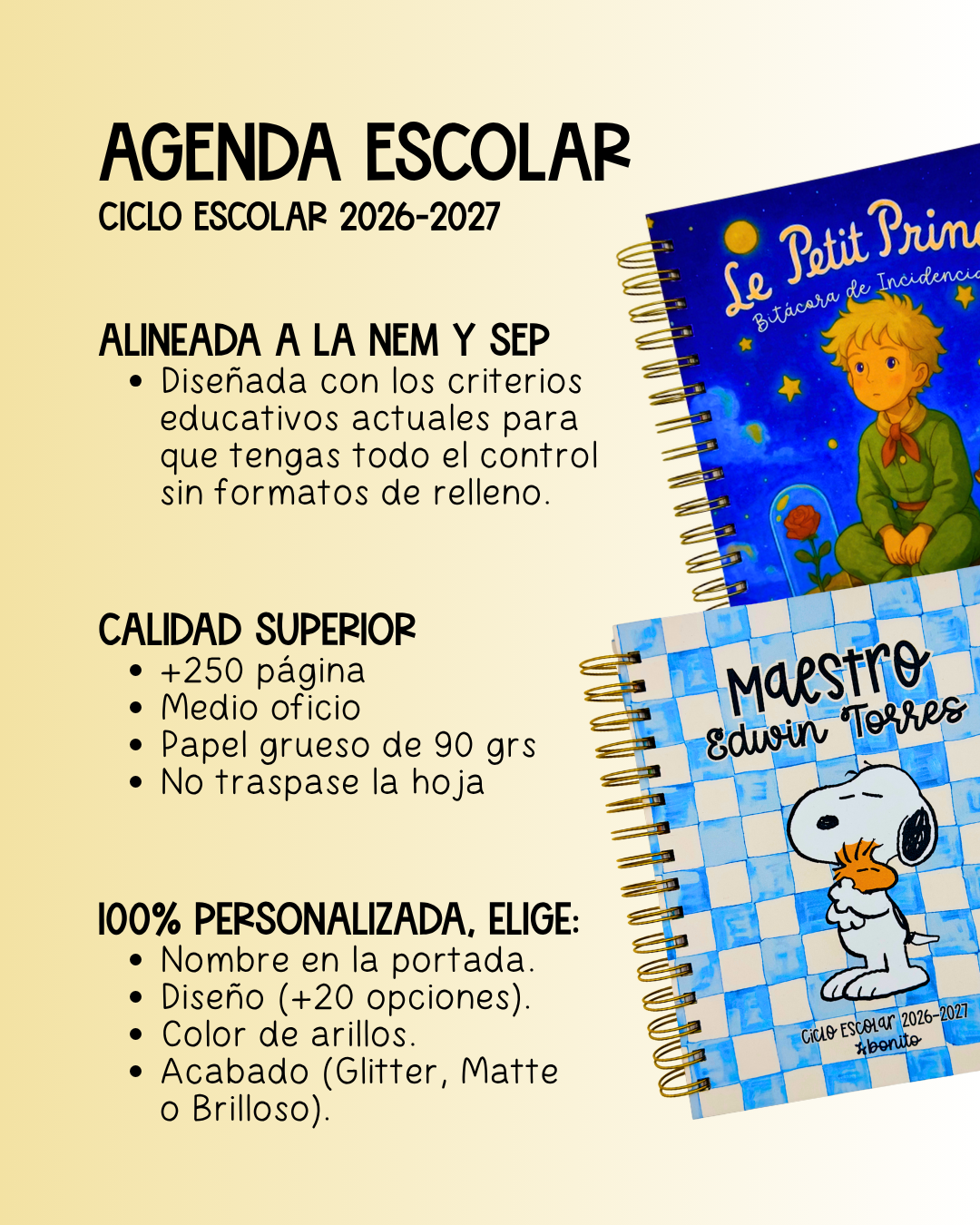 Agenda Escolar 2026-2027 (Cuaderno Físico y Personalizado) 🇲🇽