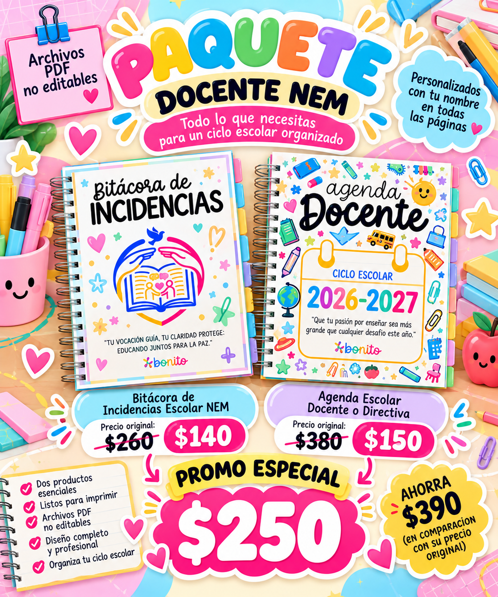 Paquete Docente NEM: Agenda + Bitácora PDF