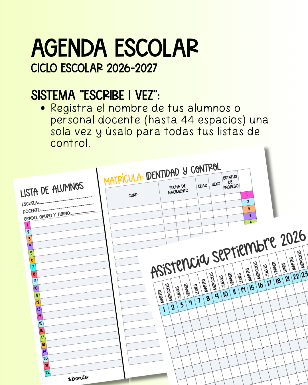 Agenda Escolar 2026-2027 (Cuaderno Físico y Personalizado) 🇲🇽