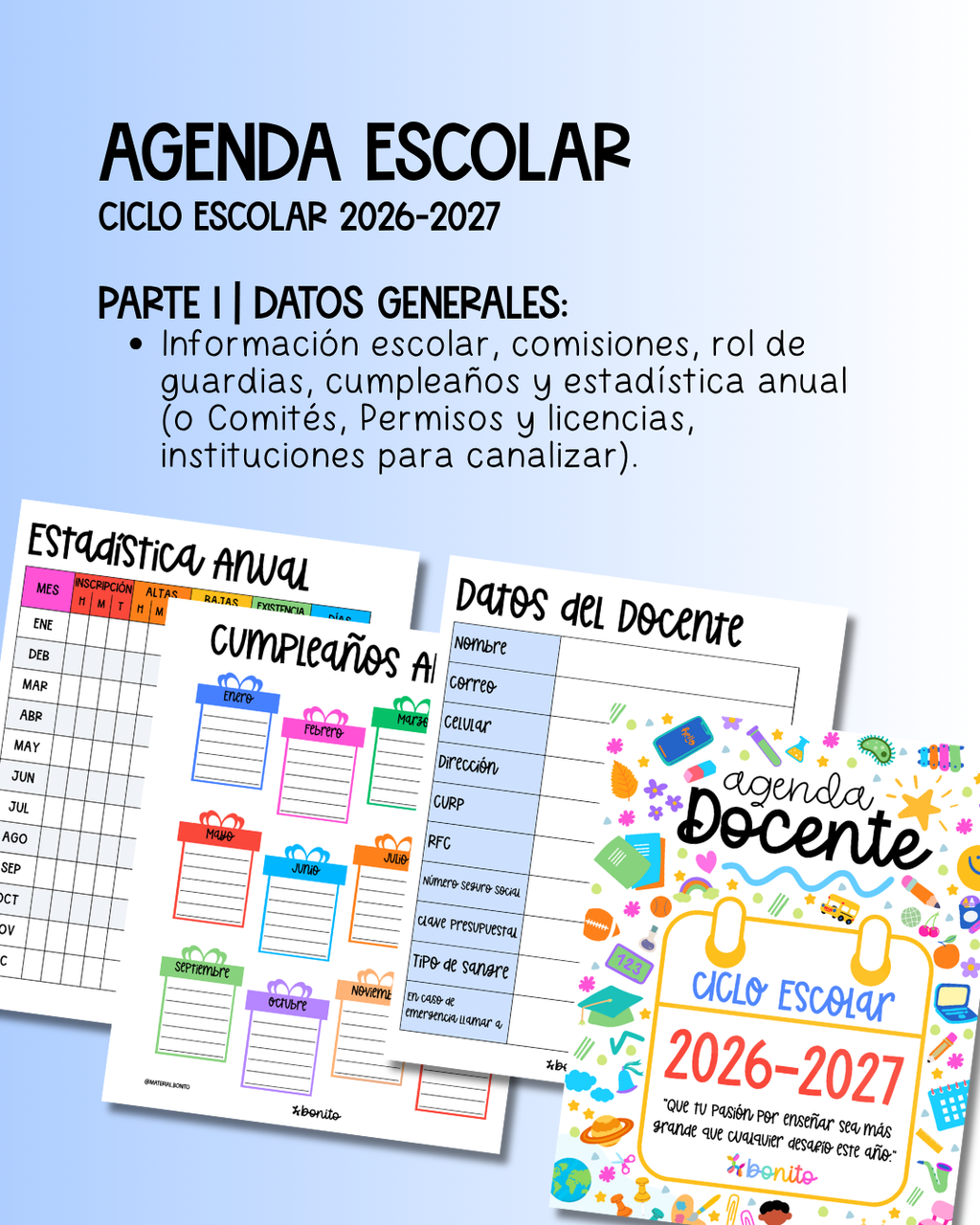 Agenda Escolar 2026-2027 (Cuaderno Físico y Personalizado) 🇲🇽