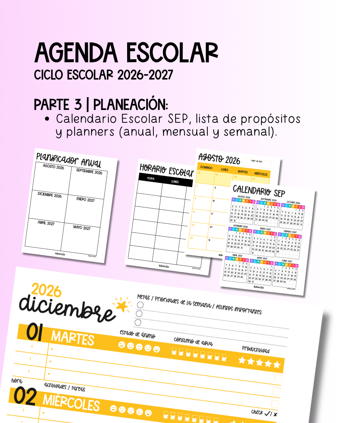 Agenda Escolar 2026-2027 (Cuaderno Físico y Personalizado) 🇲🇽