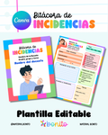 Plantilla Editable: Bitácora de Incidencias Escolar (Canva)