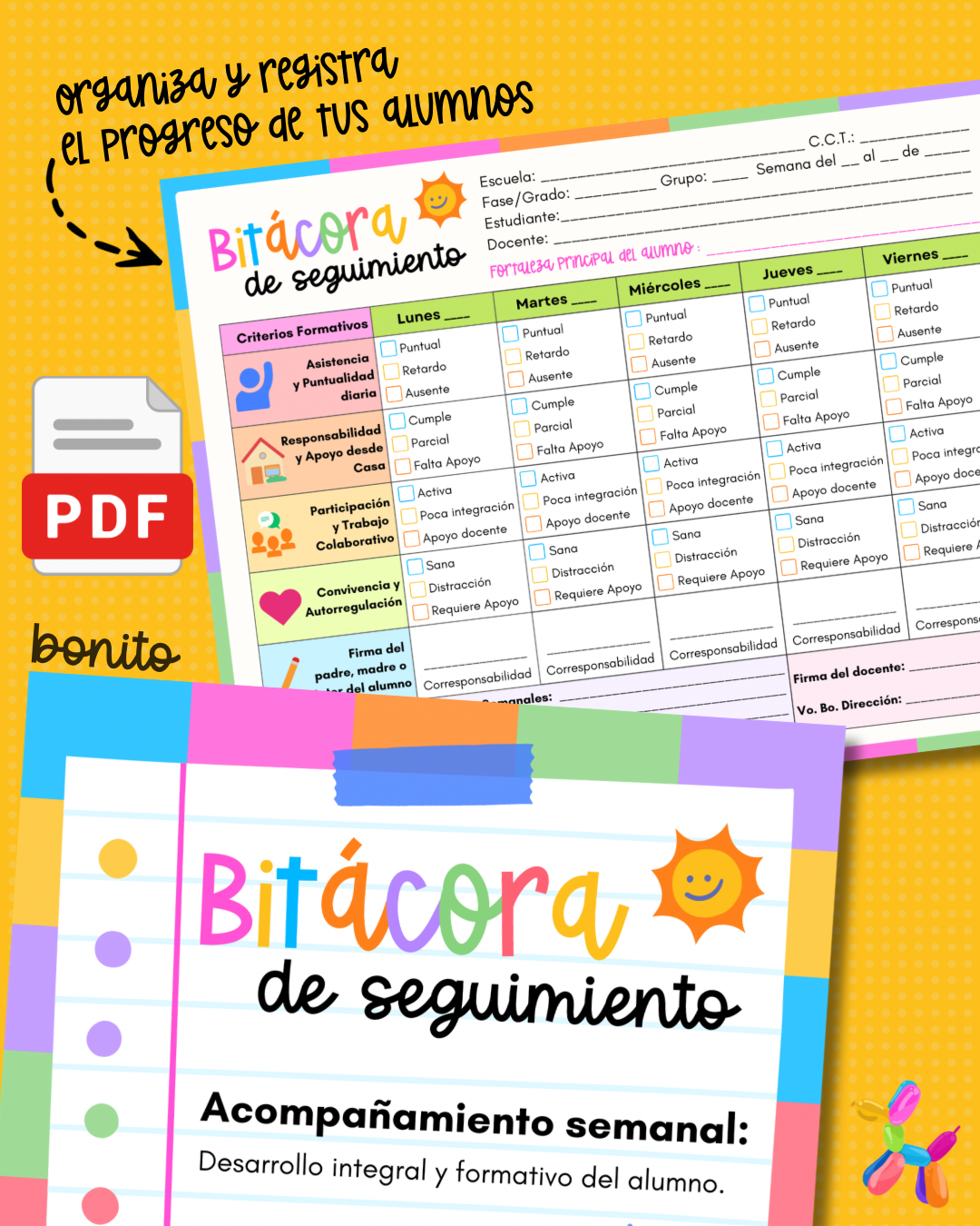 PDF Imprimible: Bitácora de Seguimiento Semanal