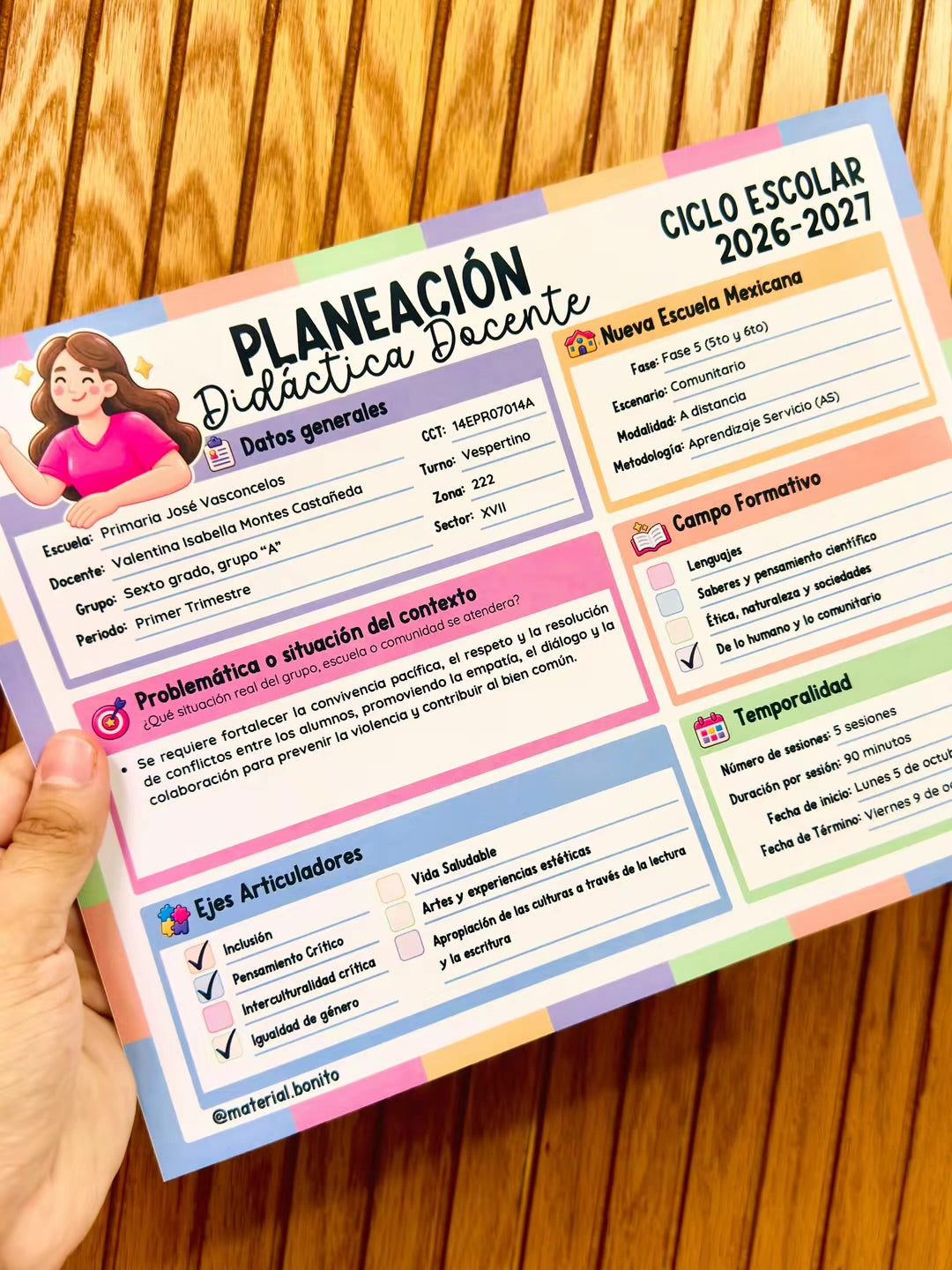 Planeación Didáctica Docente 2026 - Plantilla Editable Canva