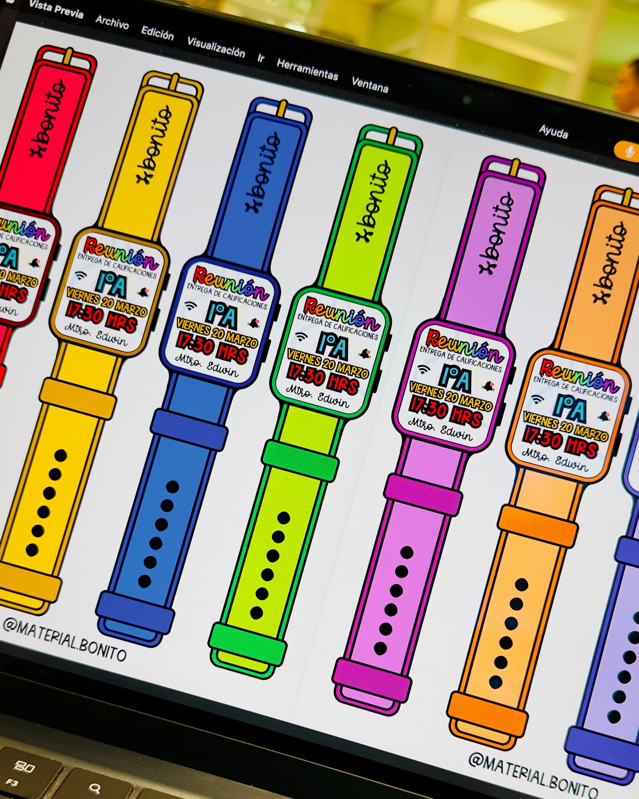 Plantilla Editable: Invitaciones tipo Reloj para Reunión de Padres (Canva)