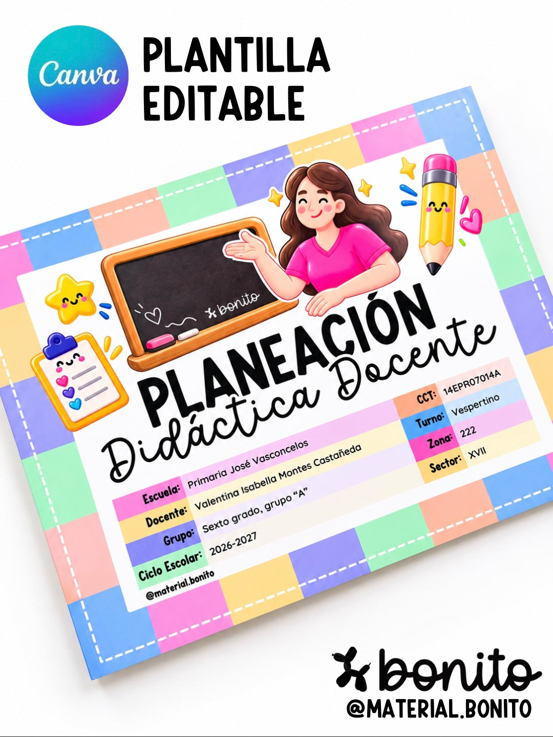 Planeación Didáctica Docente 2026 - Plantilla Editable Canva