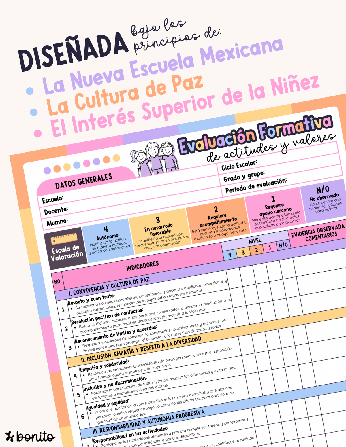 Evaluación formativa de actitudes y valores