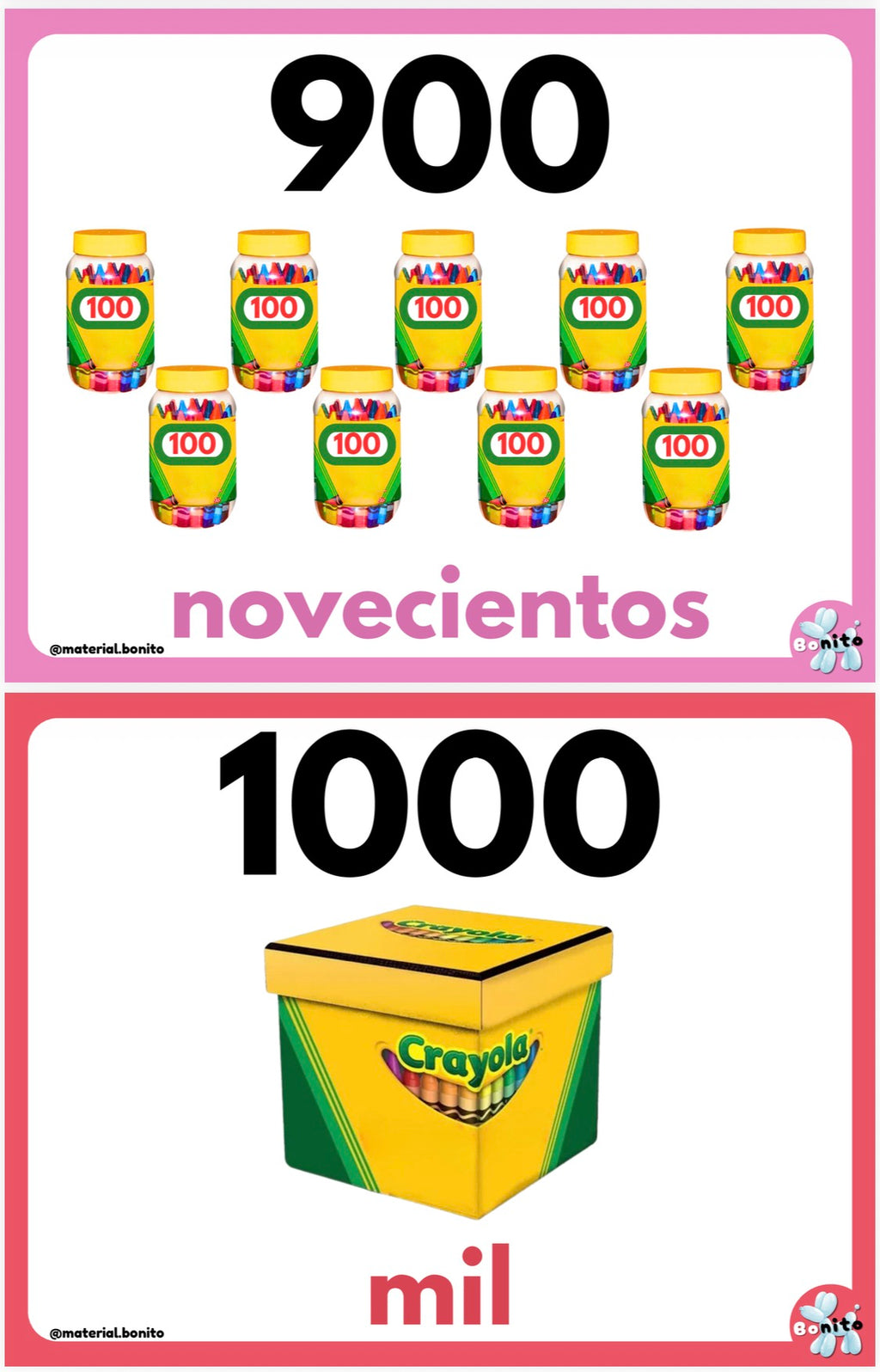 Números del 10 al 1000 - Material PDF